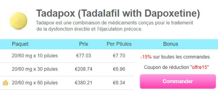 Acheter Tadapox sans ordonnance